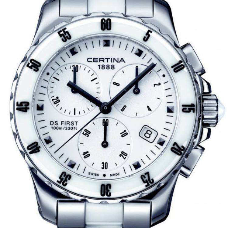 Certina Watch DS First Lady Ceramic Chrono Quartz - White