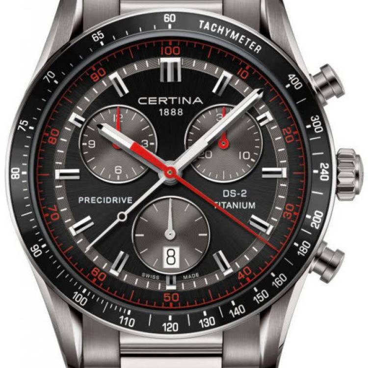 Certina Watch DS-2 Chrono 1/100 Sec Quartz - Black