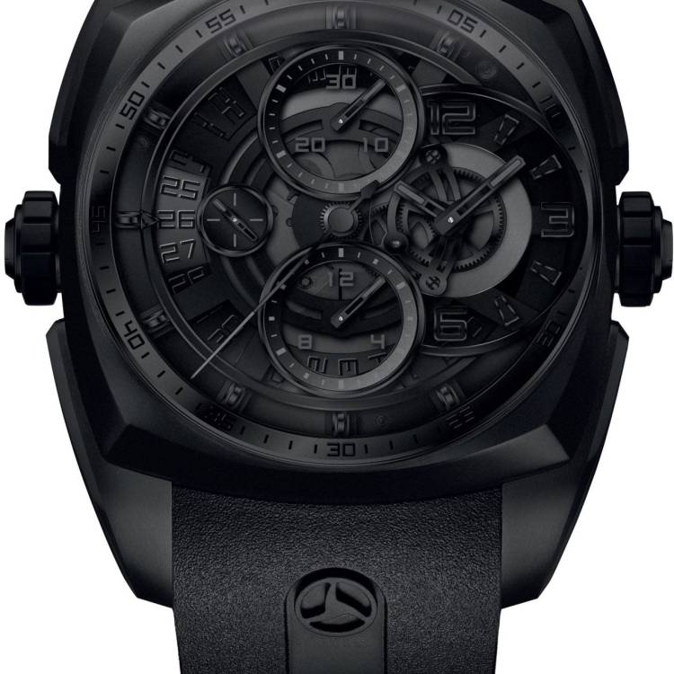 Cyrus Watch Klepcys Skeleton Chronograph Darkness Black DLC Steel Limited Edition - Black