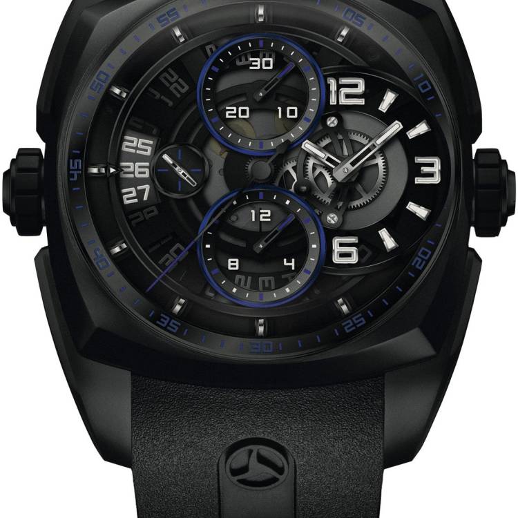 Cyrus Watch Klepcys Skeleton Chronograph Dark And Blue Black DLC Steel Limited Edition - Black