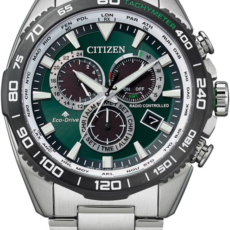 Citizen Watch Promaster Perpetual Chrono A-T Eco Drive Mens - Green