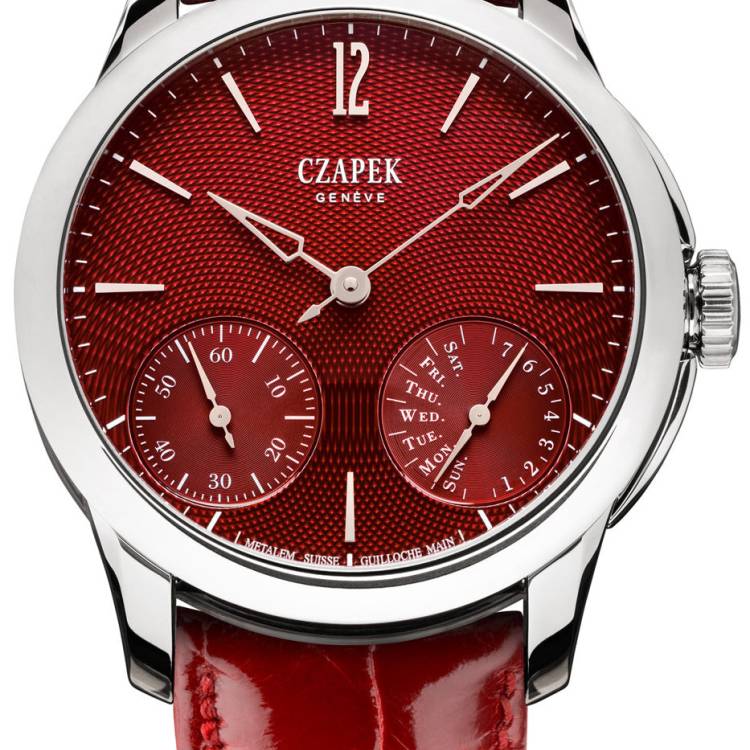Czapek Watch Quai des Bergues Guilloche Ricochet Steel Rhubarb Red S Limited Edition - Red