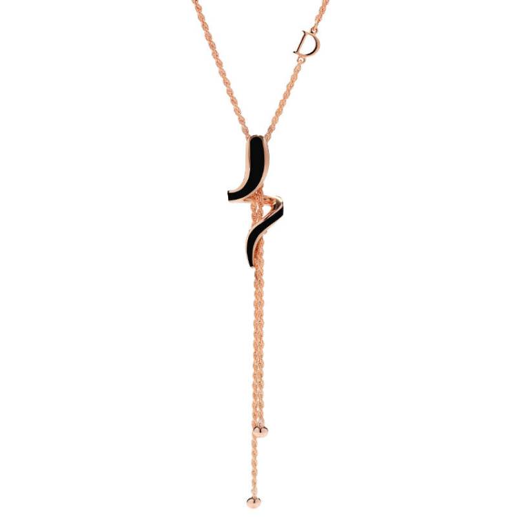 Damiani Eden 18ct Rose Gold Diamond Black Ceramic Snake Lariat Necklace - Gold
