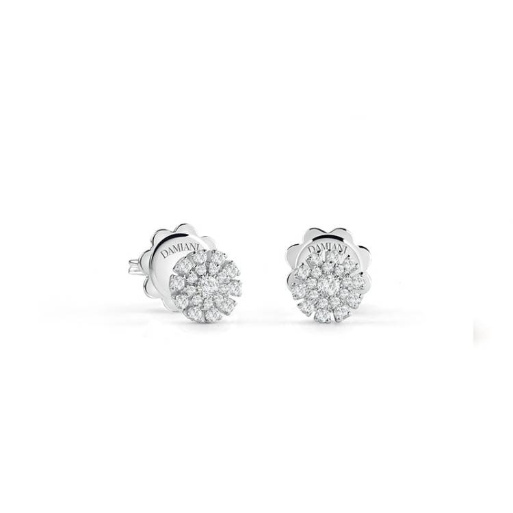 Damiani Margherita 18ct White Gold 0.21ct Diamond Stud Earrings - Gold