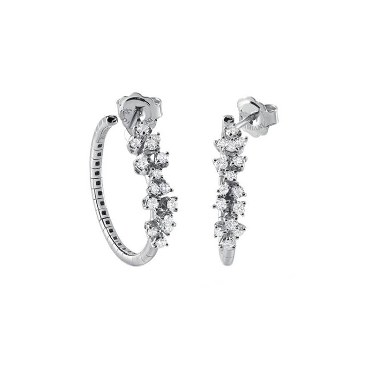 Damiani Mimosa 18ct White Gold 0.70ct Diamond Hoop Earrings - Gold