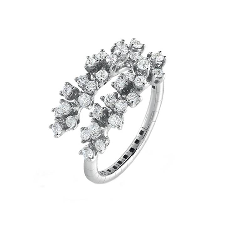 Damiani Mimosa 18ct White Gold 0.71ct Diamond Flexible Crossover Ring - M.5 (13)