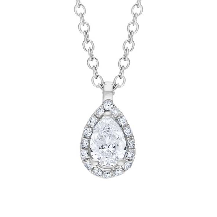 Damiani Minou 18ct White Gold 0.38ct Diamond Pear Cut Pave Necklace - Gold