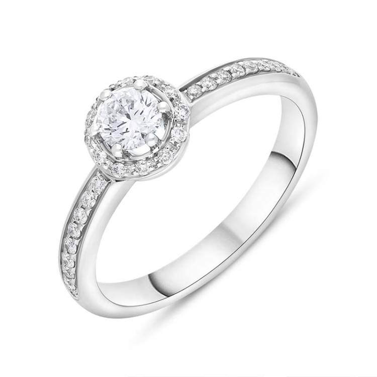 Damiani Minou Platinum 0.41ct Diamond Round Cut Pave Ring - N.5 (14)