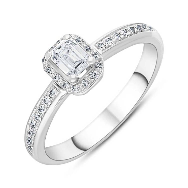 Damiani Minou Platinum 0.46ct Diamond Emerald Cut Pave Ring - M.5 (13)
