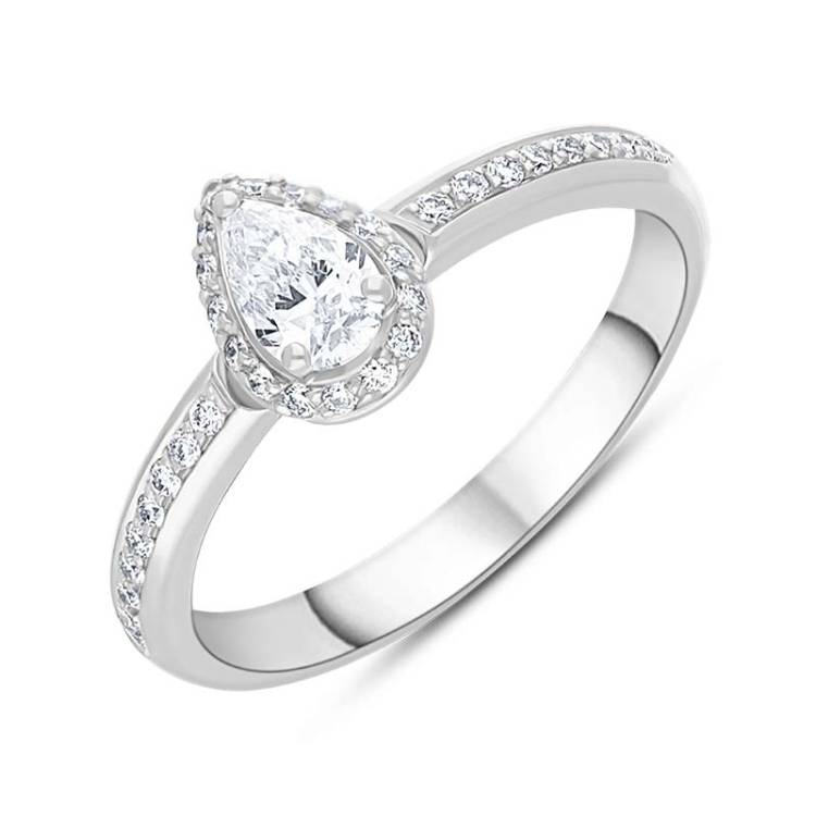 Damiani Minou Platinum 0.47ct Diamond Pear Cut Pave Ring - Q (17)