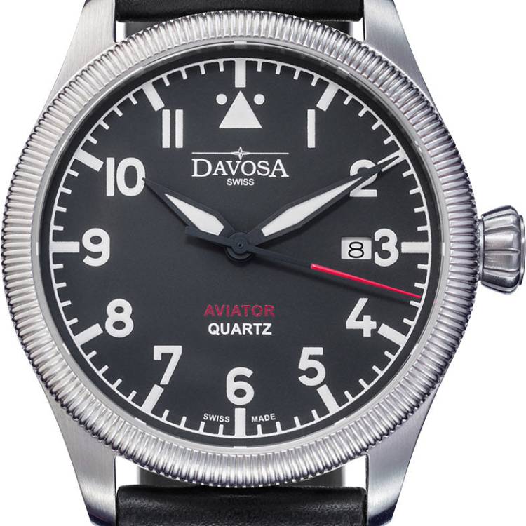 Davosa Watch Aviator Quartz Black - Black