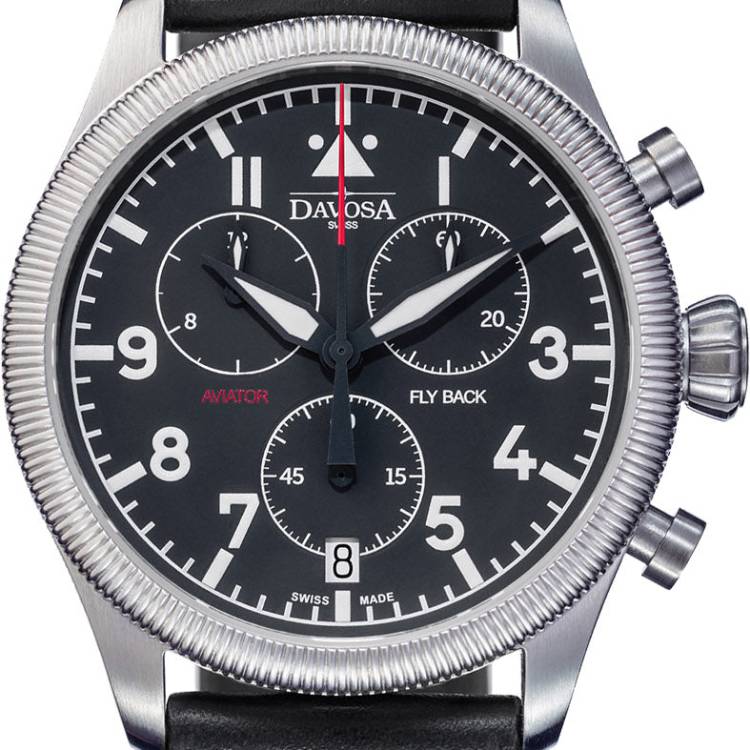 Davosa Watch Aviator Quartz Chronograph Black