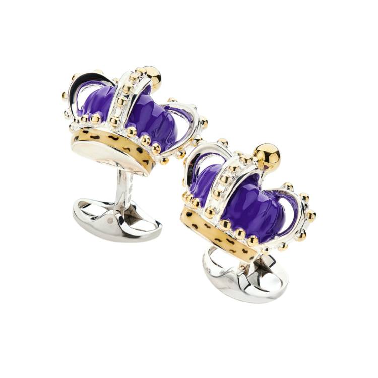Deakin & Francis Cufflinks Limited Edition Sterling Silver Purple Crown - Silver