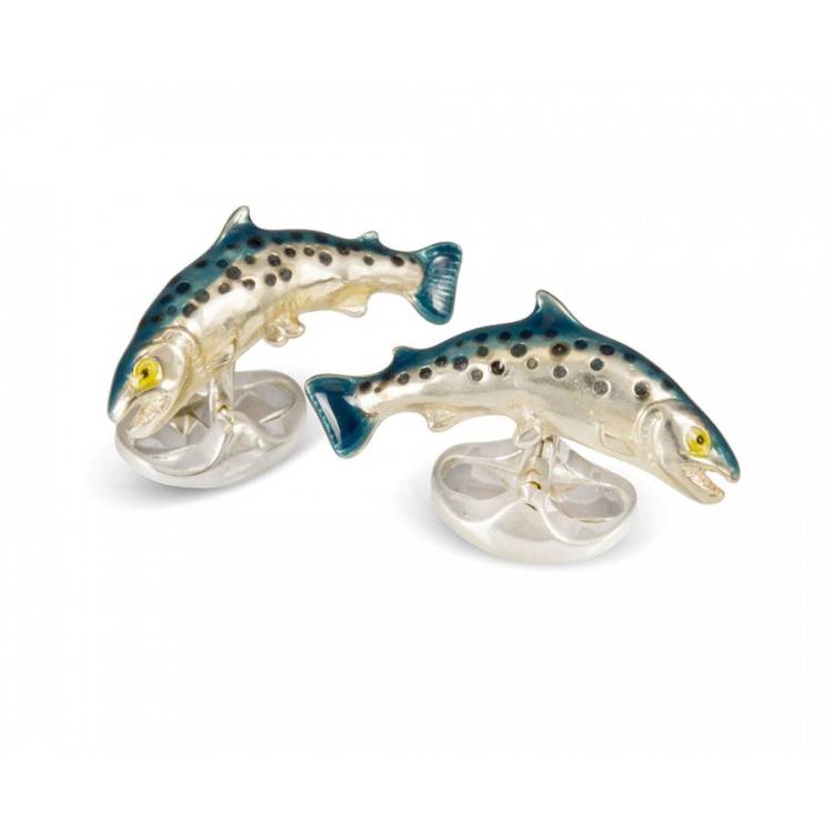 Deakin & Francis Sterling Silver Salmon Cufflinks