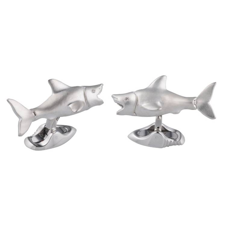 Deakin & Francis Sterling Silver Shark Cufflinks