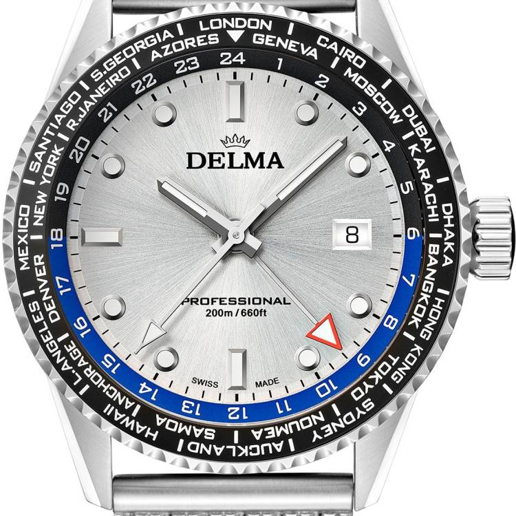 Delma Watch Cayman World Timer Quartz - Silver
