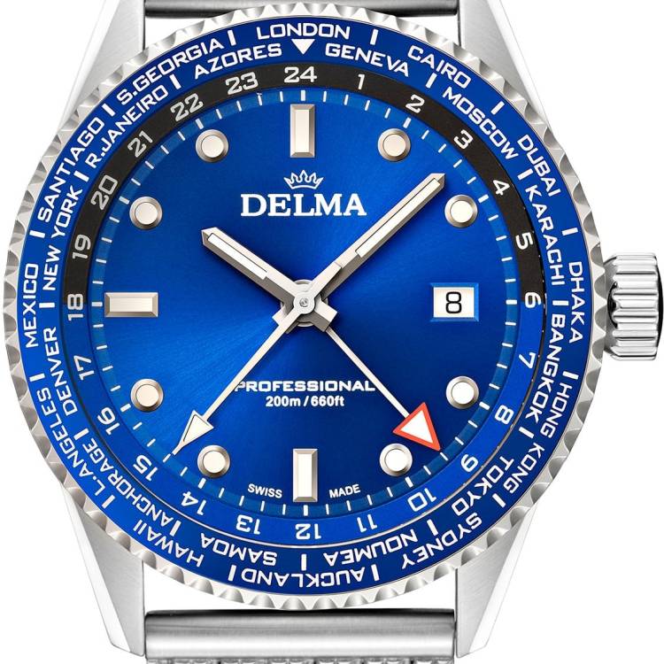 Delma Watch Cayman World Timer Quartz - Blue