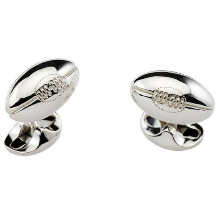 Deakin & Francis Cufflinks Rugby Ball - Silver