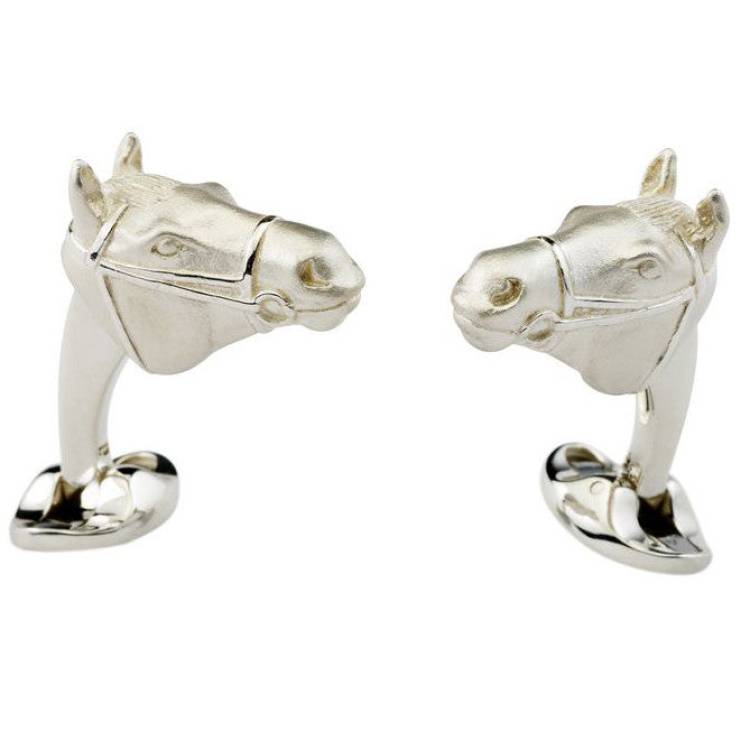 Deakin & Francis Cufflinks Sterling Silver Horse Head Cufflinks - Silver
