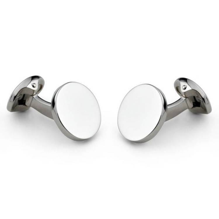 Deakin & Francis Cufflinks Sterling Silver Plain Round - Silver