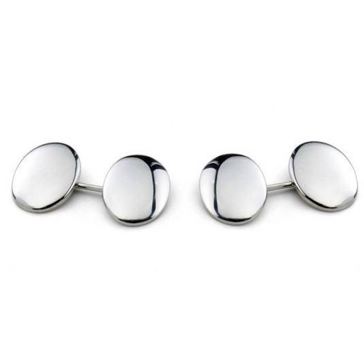 Deakin & Francis Cufflinks Sterling Silver Plain Domed Oval - Silver