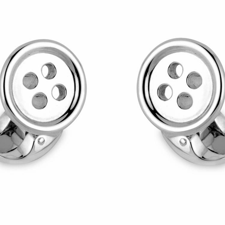 Deakin & Francis Cufflinks Sterling Silver Button - Silver