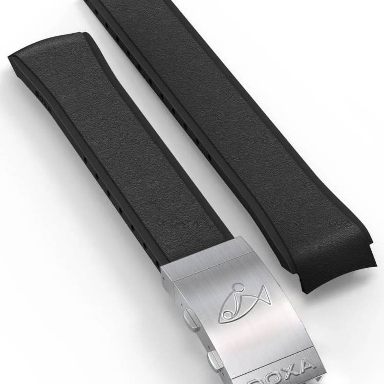 Doxa Strap SUB 300 Rubber Black With Folding Clasp - Black