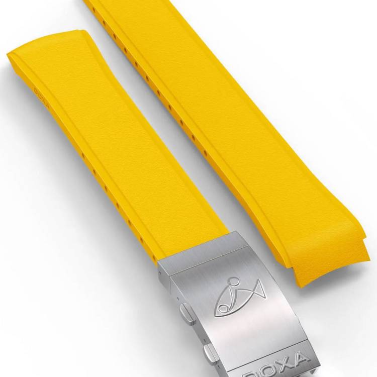 Doxa Strap SUB 300 Rubber Yellow With Folding Clasp - Yellow