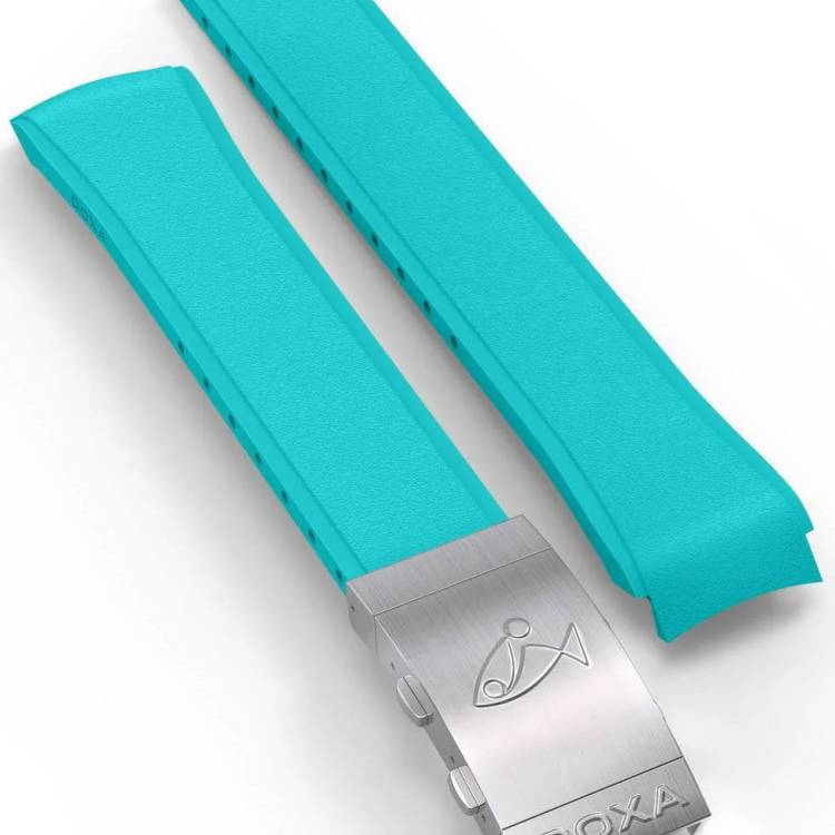 Doxa Strap SUB 300 Rubber Turquoise With Folding Clasp - Turquoise