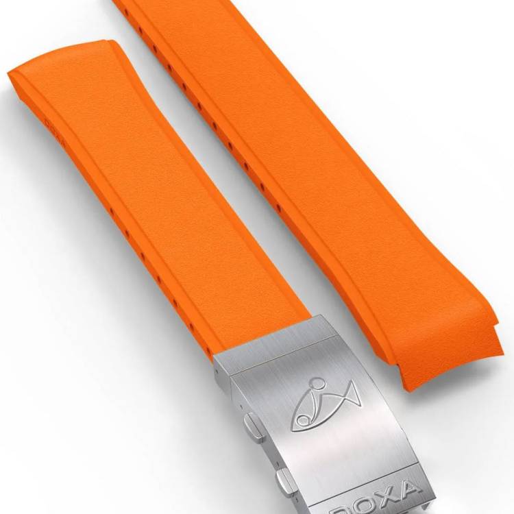 Doxa Strap SUB 300 Rubber Orange With Folding Clasp - Orange