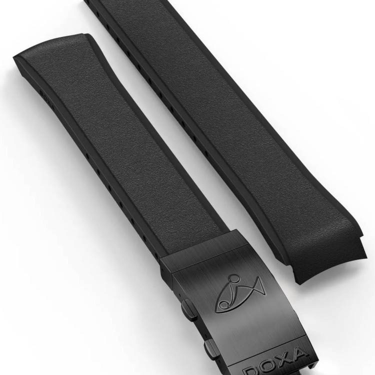Doxa Strap SUB 300 Carbon Rubber Black With Folding Clasp - Black