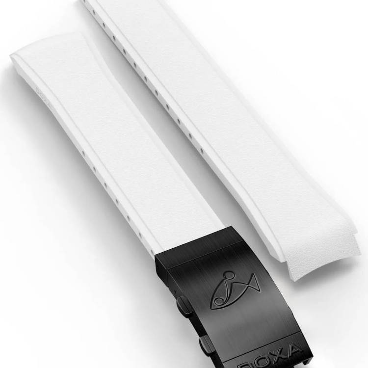 Doxa Strap SUB 300 Carbon Rubber White With Folding Clasp - White