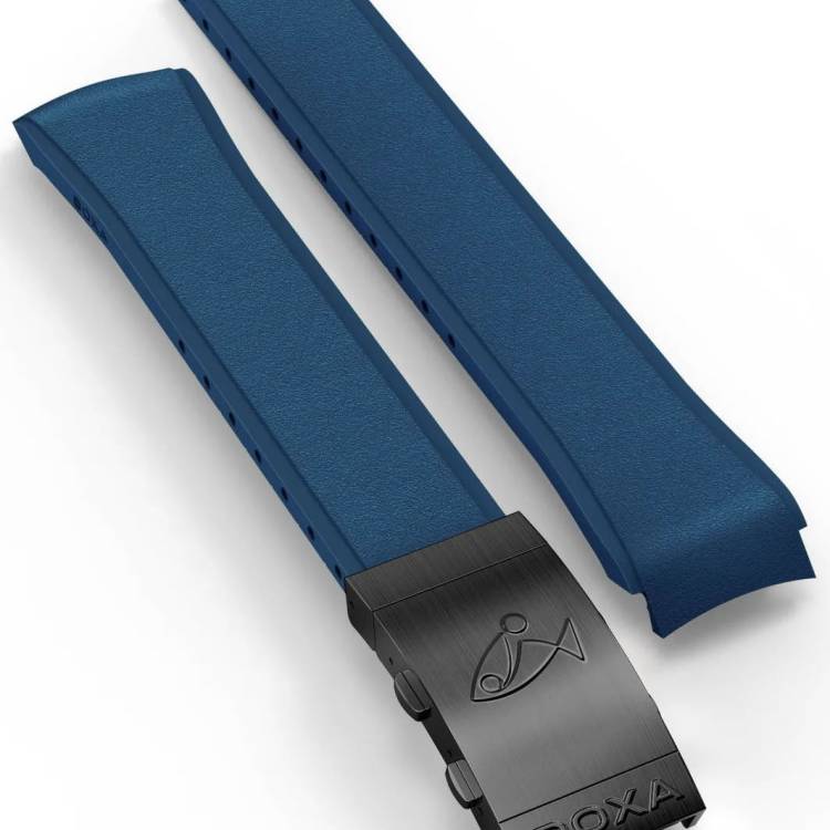 Doxa Strap SUB 300 Carbon Rubber Navy Blue With Folding Clasp - Blue