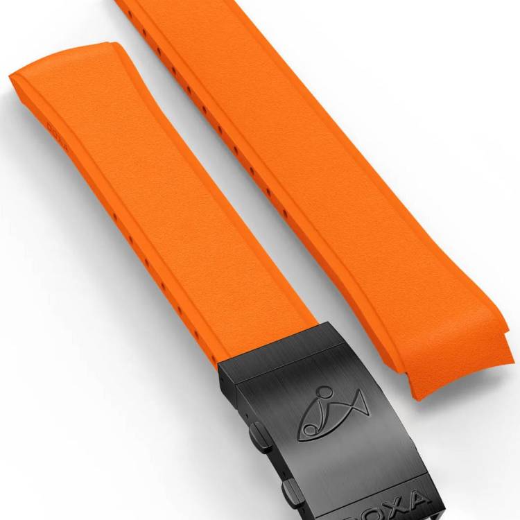 Doxa Strap SUB 300 Carbon Rubber Orange With Folding Clasp - Orange