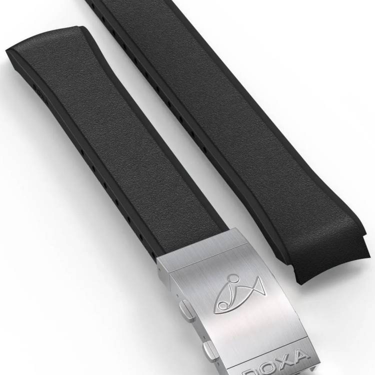 Doxa Strap SUB 300T Rubber Black With Folding Clasp - Black