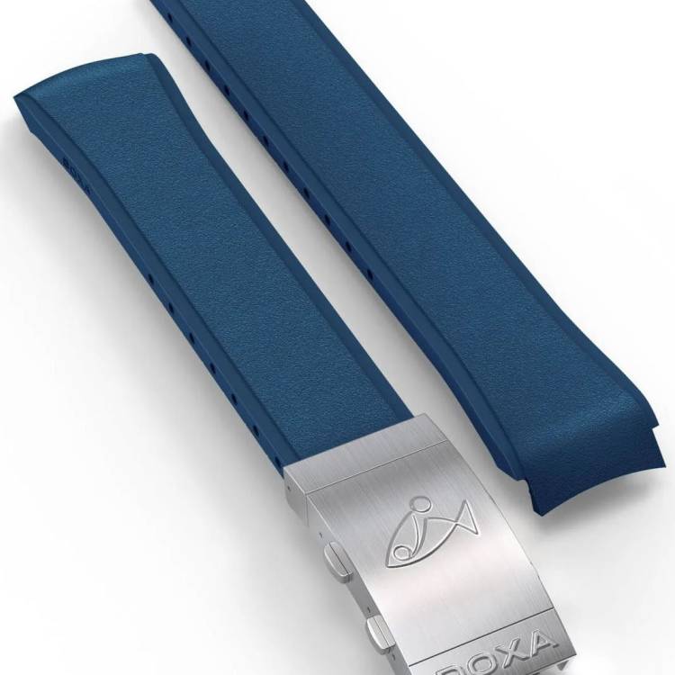 Doxa Strap SUB 300T Rubber Navy Blue With Folding Clasp - Blue