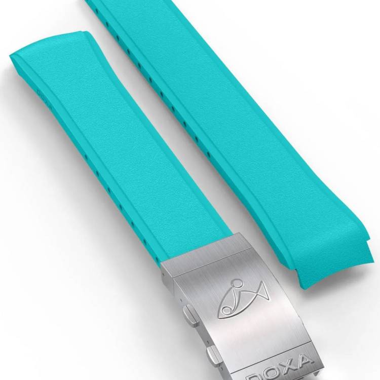 Doxa Strap SUB 300T Rubber Turquoise With Folding Clasp - Turquoise