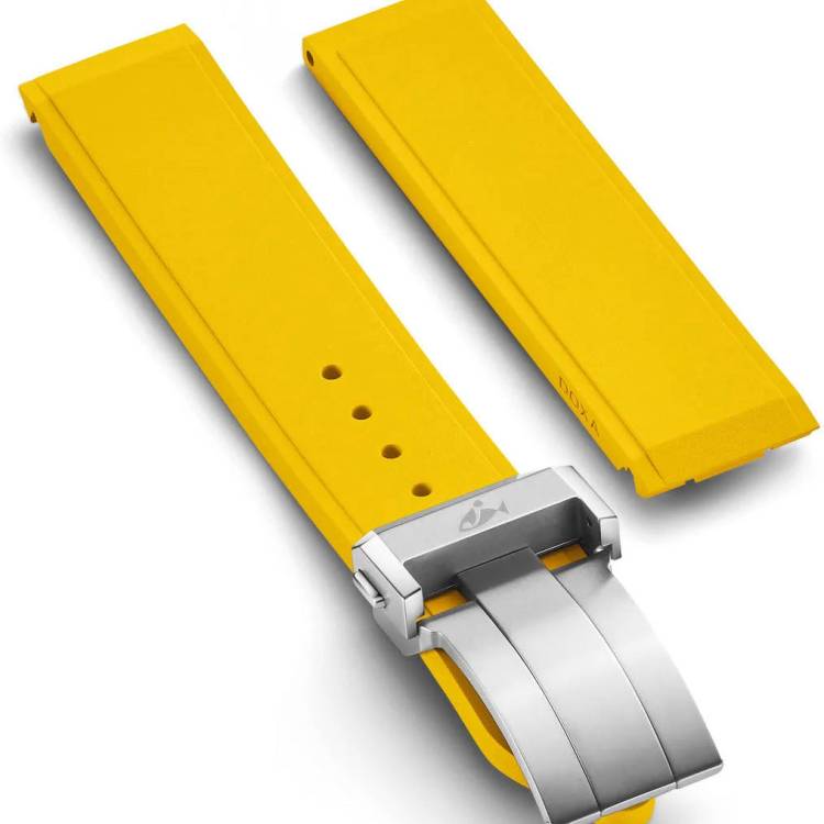 Doxa Strap SUB 600T Rubber Yellow With Folding Clasp - Yellow
