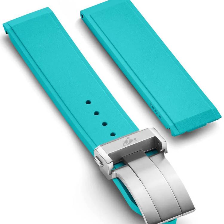 Doxa Strap SUB 600T Rubber Turquoise With Folding Clasp - Turquoise