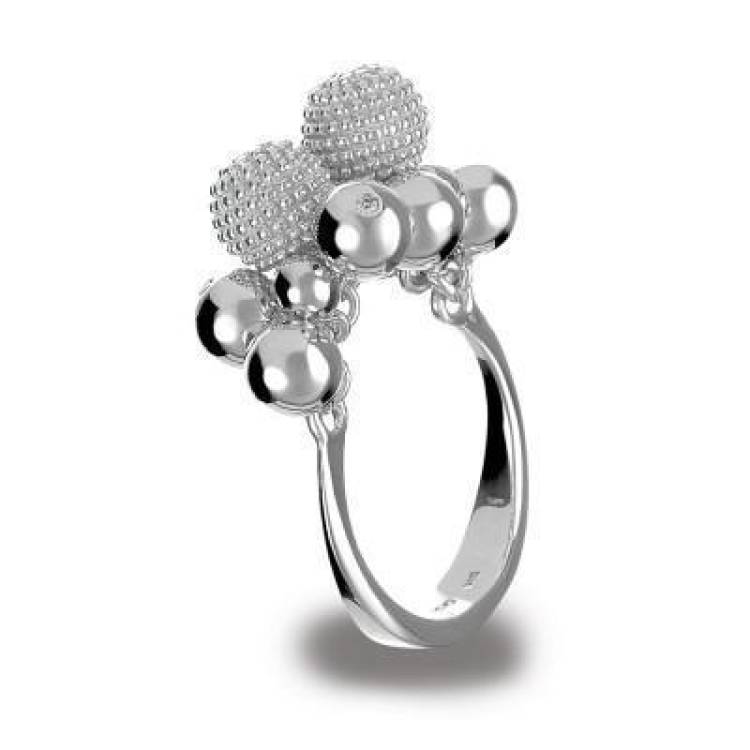 Hot Diamonds Black Ula Sterling Silver Cluster Ball Bead Ring D - N