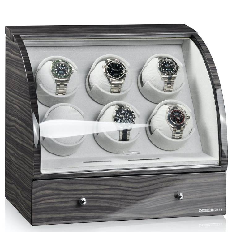 Designhuette Watch Winder Basel 6 LCD Dark Oak - Black