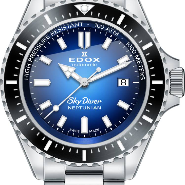 Edox Watch Skydiver Neptunian Automatic 3 Hands - Blue
