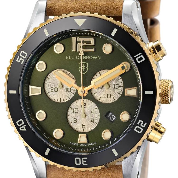 Elliot Brown Watch Bloxworth Chrono Green Leather