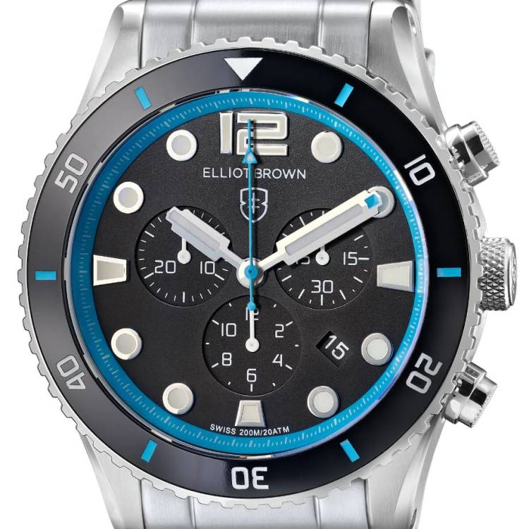 Elliot Brown Watch Bloxworth Chrono Black Cyan Bracelet