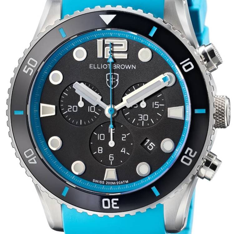 Elliot Brown Watch Bloxworth Chrono Black Cyan Rubber