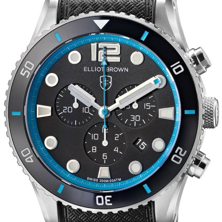 Elliot Brown Watch Bloxworth Chrono Black Textured Rubber