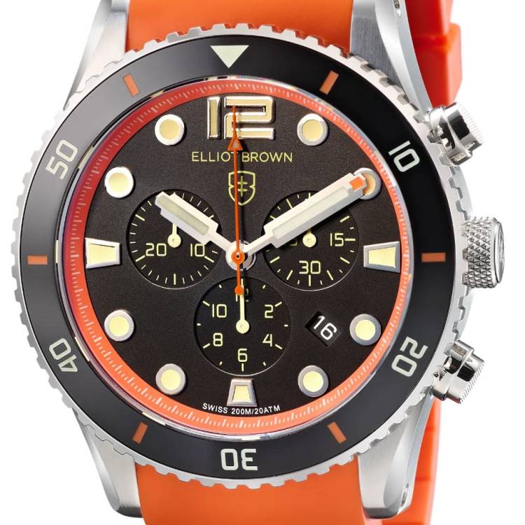 Elliot Brown Watch Bloxworth Chrono Black Orange Rubber