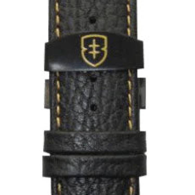 Elliot Brown Leather 22mm Black Pebbled Tan Stitch Deployment