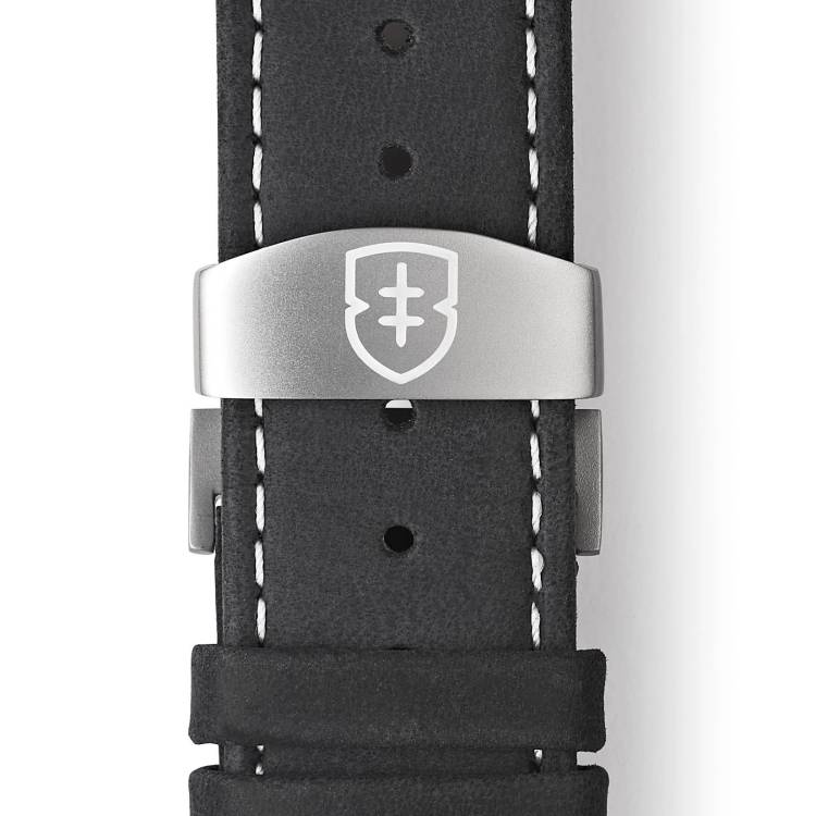 Elliot Brown Leather 22mm Black Matt Pull Up White Stitch 20mm Deployment