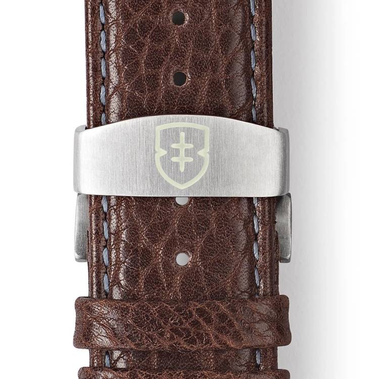 Elliot Brown Leather 22mm Chocolate Textured Grey Stitch Deployment